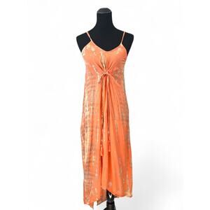 BALI QUEEN One Size S M L Pullover Dress Orange Midi Swim Coverup Beach Sundress